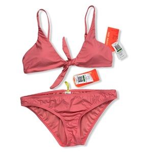 Gianni Bini pink knot tie padded bralette bikini L